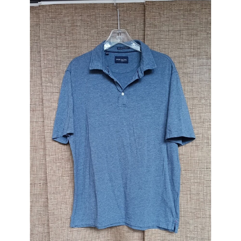 Jachs New York Heather Blue Short Sleeve Polo